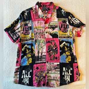 Guess Las Vegas Vintage Graphic Men's Button Down Short Sleeve Shirt, XL